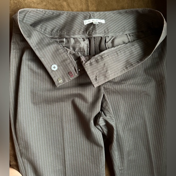 CAbi Gray White Pinstripe Straight Wide Leg Business Attire SZ 10 - Picture 6 of 9